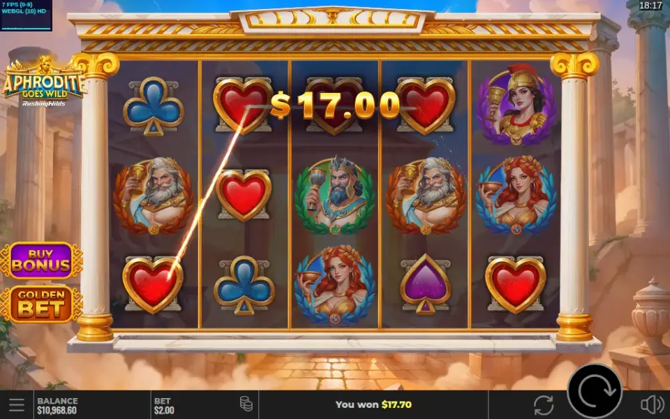 Aphrodite Goes Wild RushingWilds, spin 72