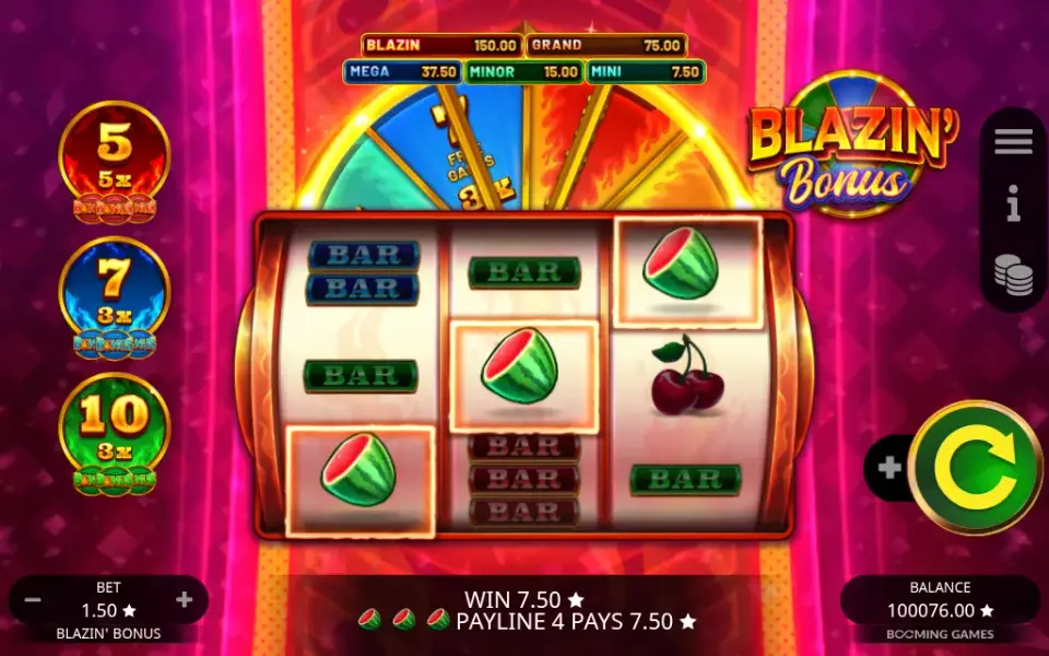 Blazin' Bonus, spin 125