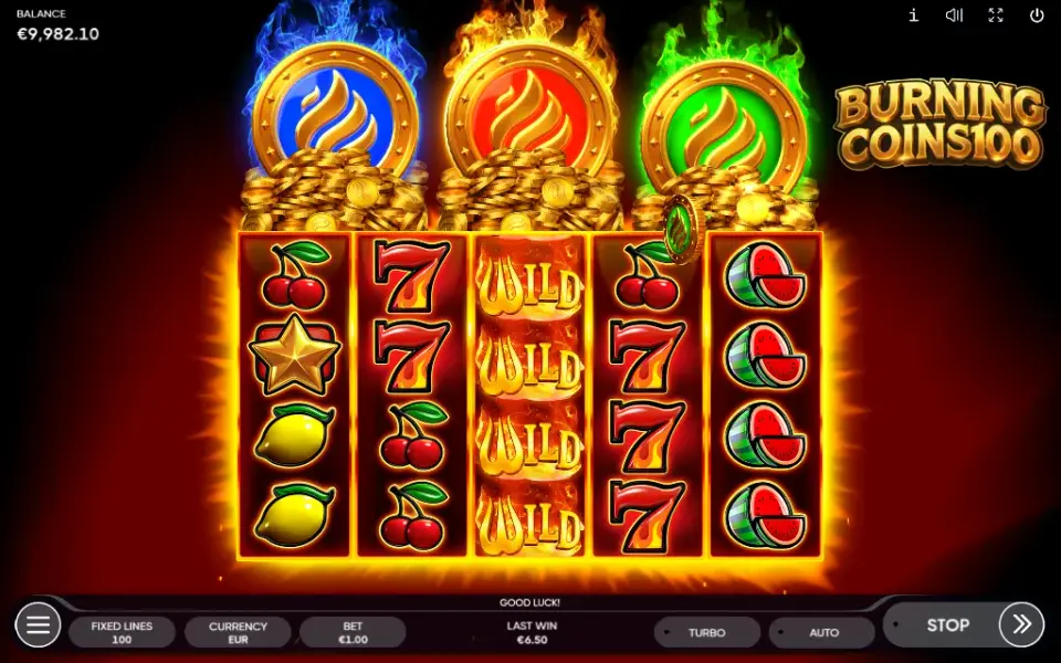 Burning Coins 100, spin 35
