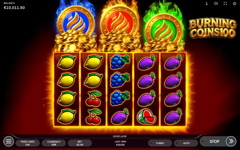 Burning Coins 100, spin 95