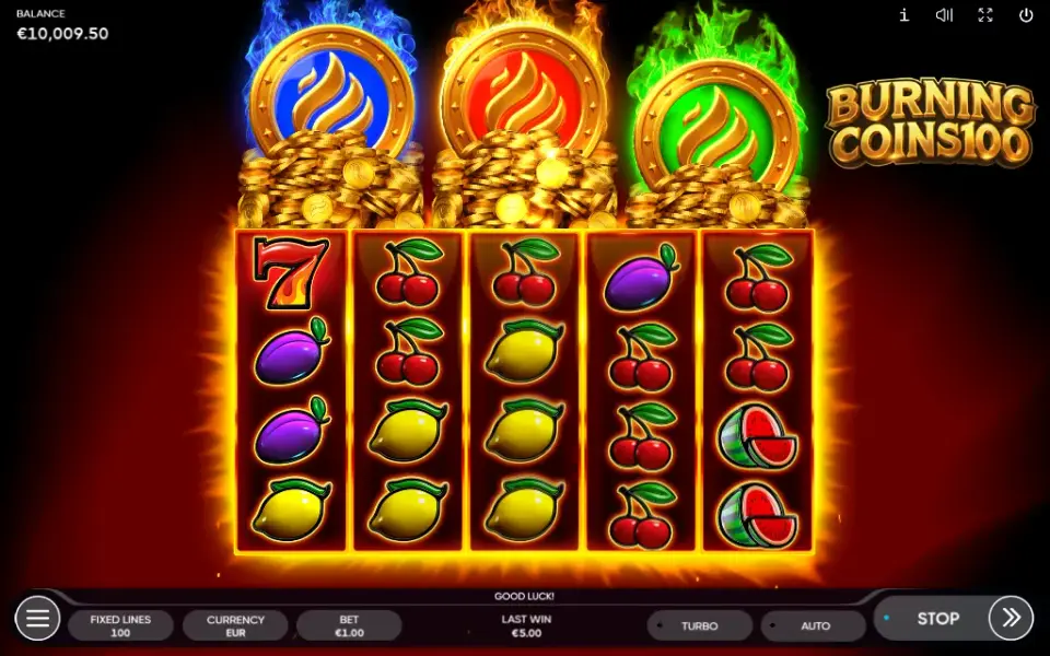 Burning Coins 100, spin 102