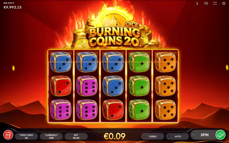 Burning Coins 20 Dice, spin 123